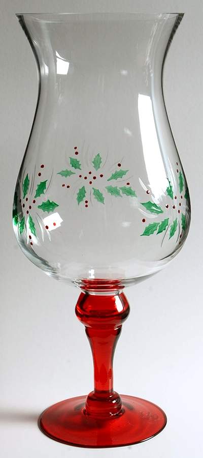 Festive Holly 1 Piece Glassware Hurricane Lamp by Gorham-1