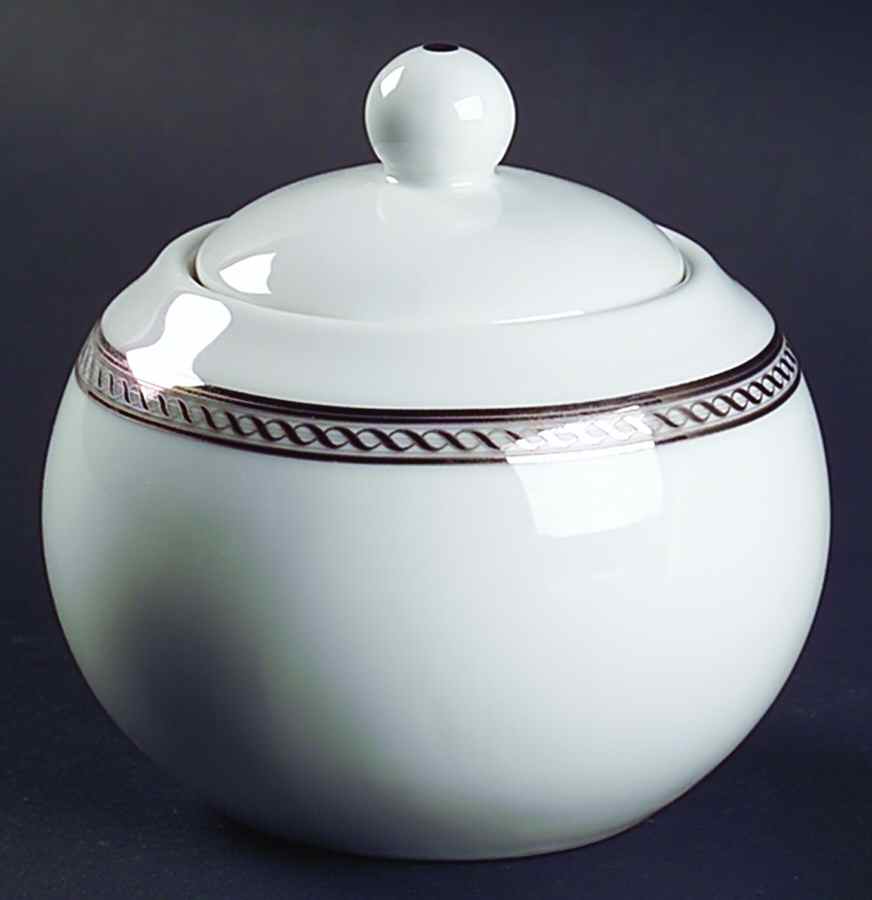 Warwick Platinum Sugar Bowl & Lid by Gorham-1