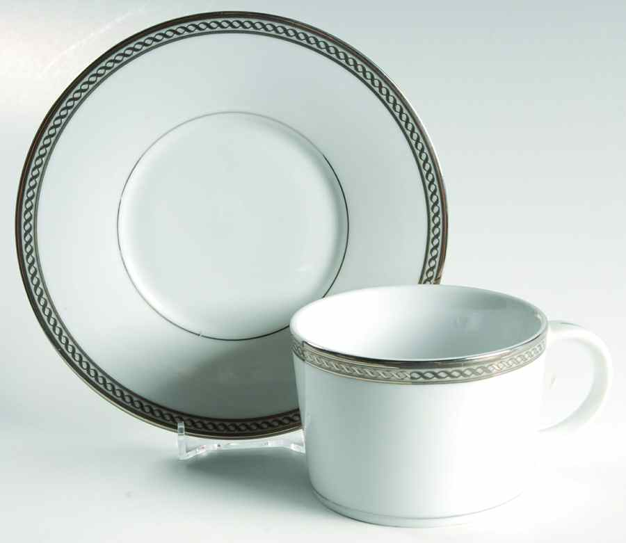 Warwick Platinum Flat Cup & Saucer Set by Gorham-1
