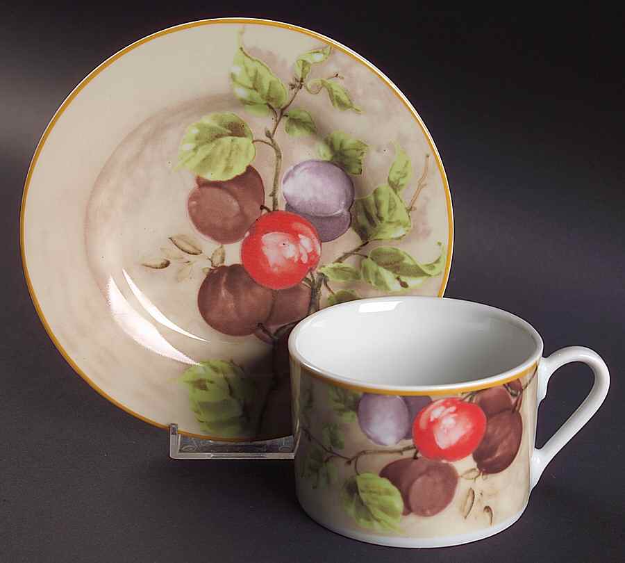 Royal Harvest Flat Cup & Saucer Set by Gibson Designs-1