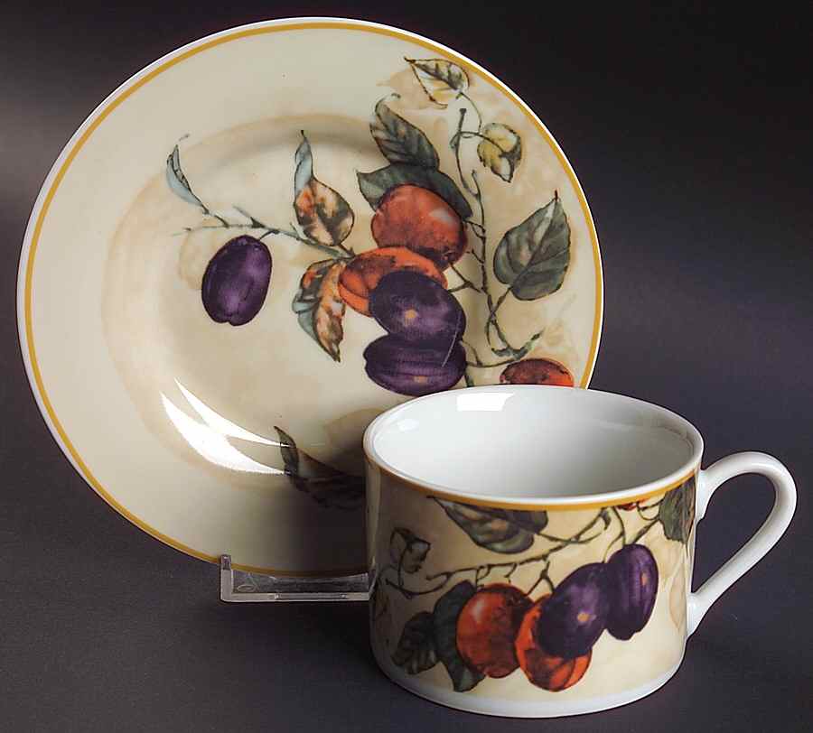 Royal Harvest Flat Cup & Saucer Set by Gibson Designs-1