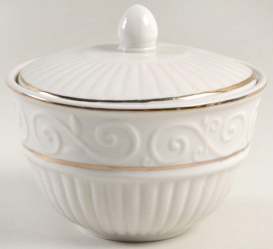 Claremont Gold (Cream Background) Sugar Bowl & Lid by Gibson Designs-1