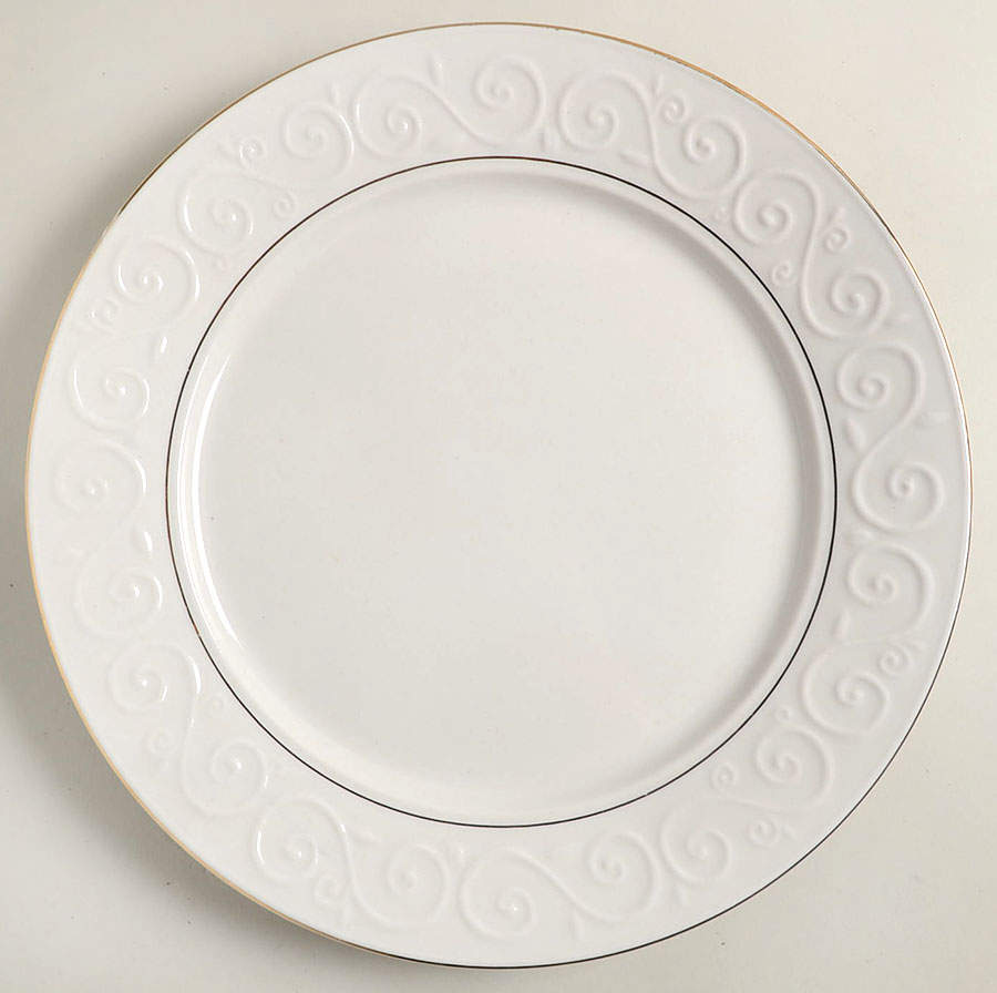 Claremont Gold (Cream Background) 12" Chop Plate (Round Platter) by Gibson Designs-1