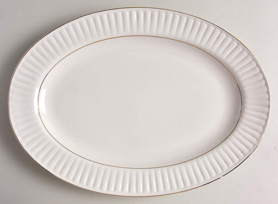 Claremont Gold (Cream Background) 14" Oval Serving Platter by Gibson Designs-1