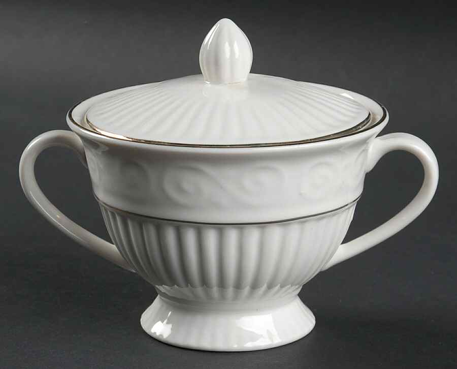 Claremont Gold (Cream Background) Sugar Bowl & Lid by Gibson Designs-1