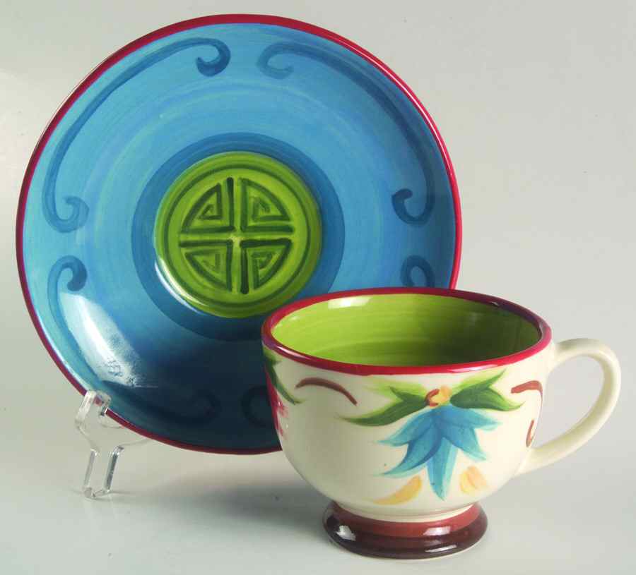 Dynasty Footed Cup & Saucer Set by Gail Pittman-1