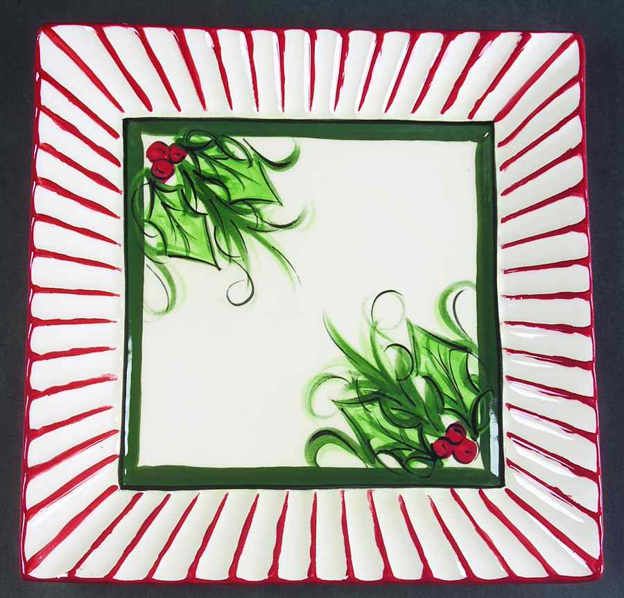 Hollylujah 2 Square Dinner Plate by Gail Pittman-1