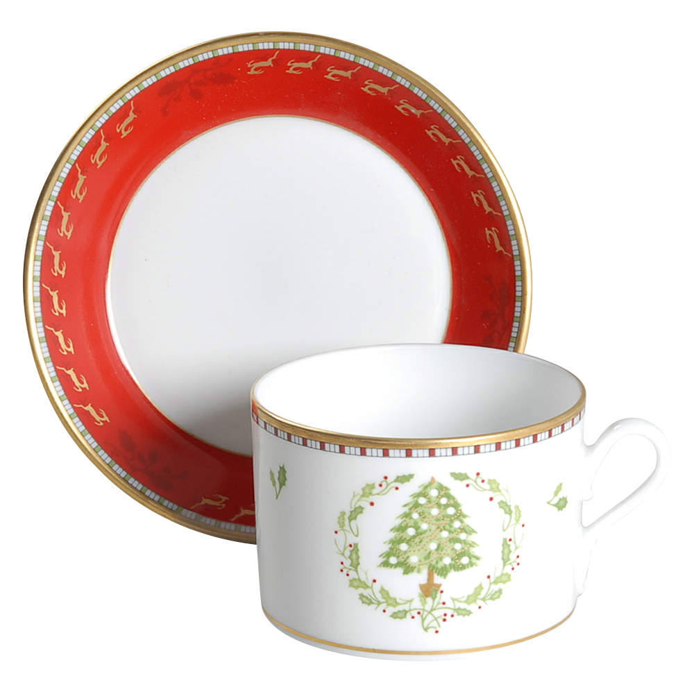 Merry Ginori Christmas Flat Cup & Saucer Set by Ginori 1735-1