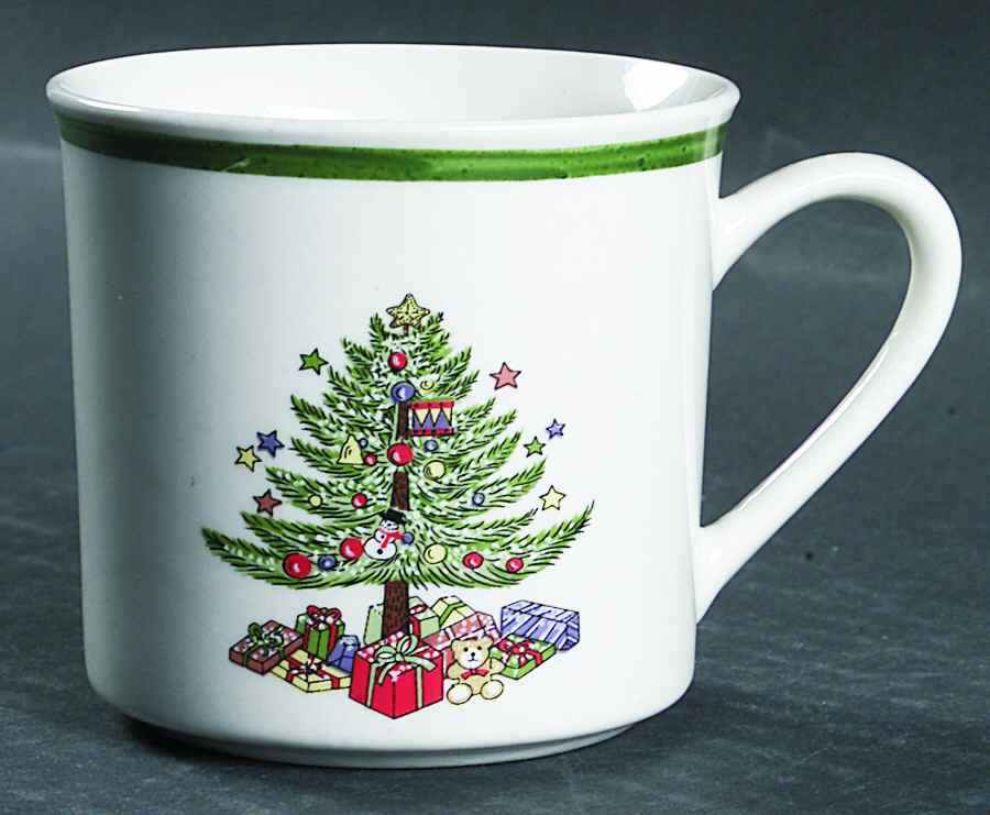 Christmas Tree White(1 8 Band Off Edge) Flat Cup by Gibson Designs-1