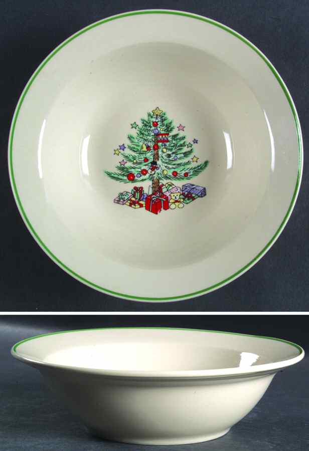 Christmas Tree White(1 8 Band Off Edge) Rim Soup Bowl by Gibson Designs-1