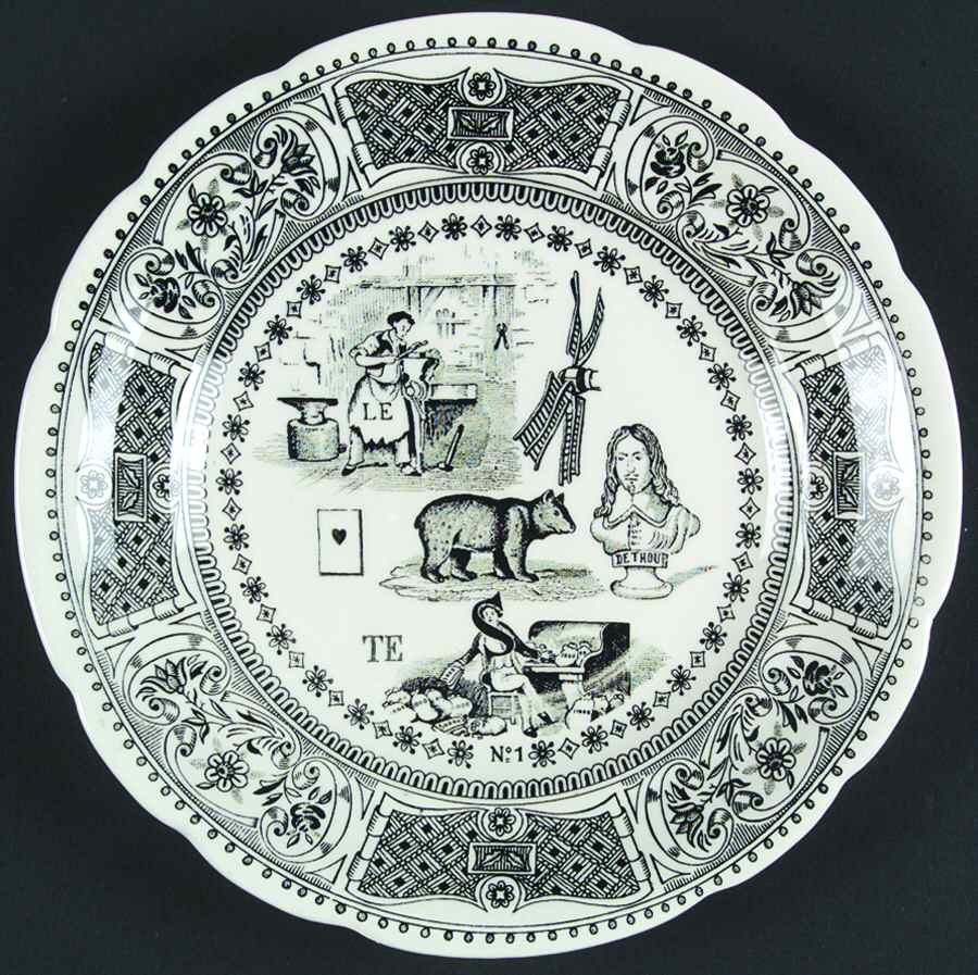 Rebus Picture Puzzles Salad/Dessert Plate by Faiencerie De Gien-1