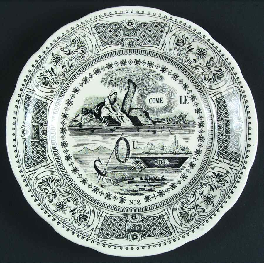Rebus Picture Puzzles Salad/Dessert Plate by Faiencerie De Gien-1
