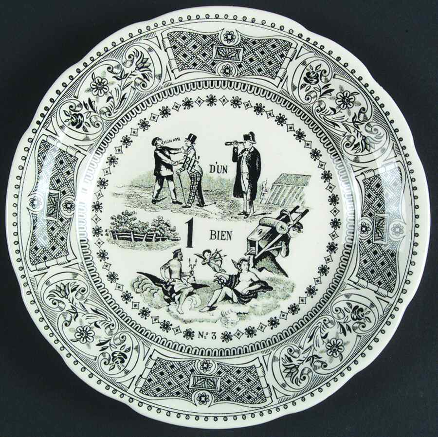 Rebus Picture Puzzles Salad/Dessert Plate by Faiencerie De Gien-1