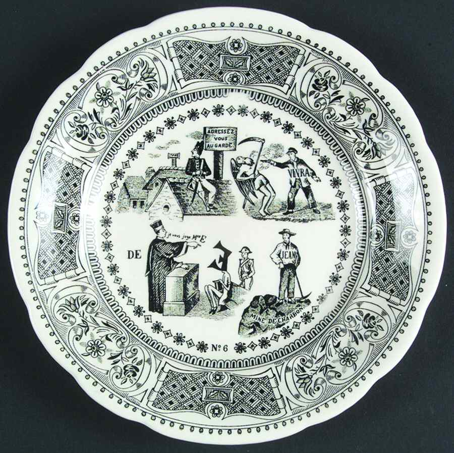 Rebus Picture Puzzles Salad/Dessert Plate by Faiencerie De Gien-1