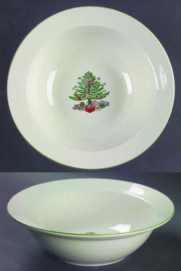 Christmas Tree Cream (Trim on Edge Housewares) Rim Cereal Bowl by Gibson Designs-1