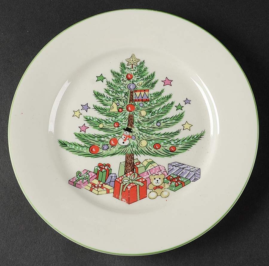 Christmas Tree Cream (Trim on Edge Housewares) Salad/Dessert Plate by Gibson Designs-1