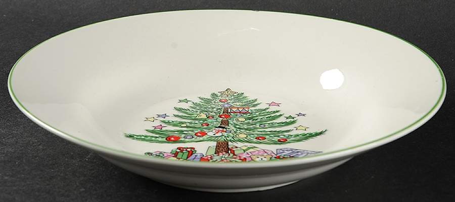 Christmas Tree Cream (Trim on Edge Housewares) Rim Soup Bowl by Gibson Designs-1