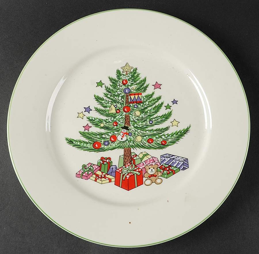 Christmas Tree Cream (Trim on Edge Housewares) Dinner Plate by Gibson Designs-1