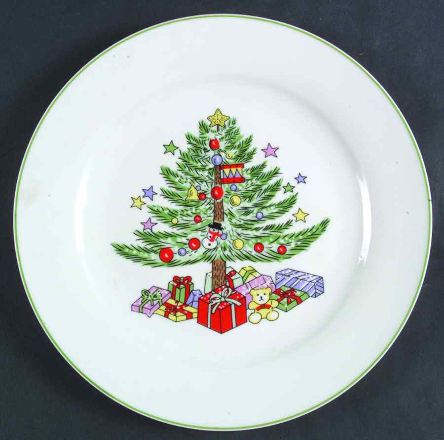 Christmas Tree White(Yellow Bear) Dinner Plate by Gibson Designs-1
