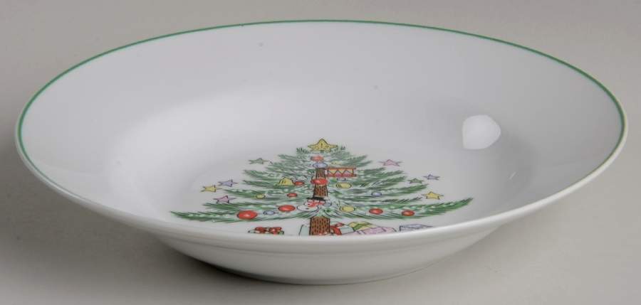 Christmas Tree White(Yellow Bear) Rim Soup Bowl by Gibson Designs-1