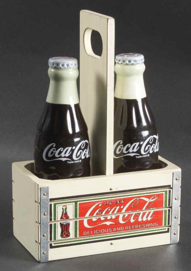Coca Cola Figural Salt and Pepper Tray Set by Gibson Designs-1