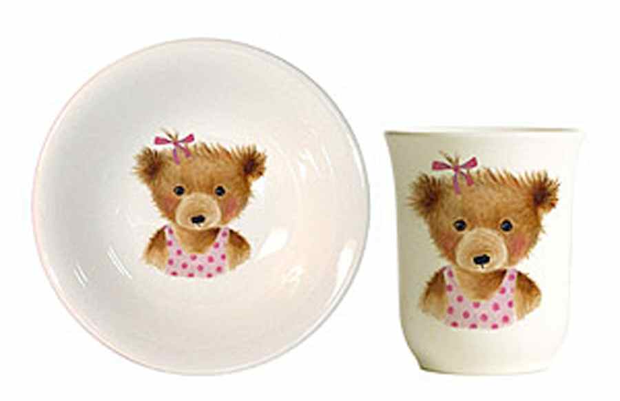Bears (Girl Collection) (2 Piece) Child's Set (TUMCH & CERCCH) by Faiencerie De Gien-1