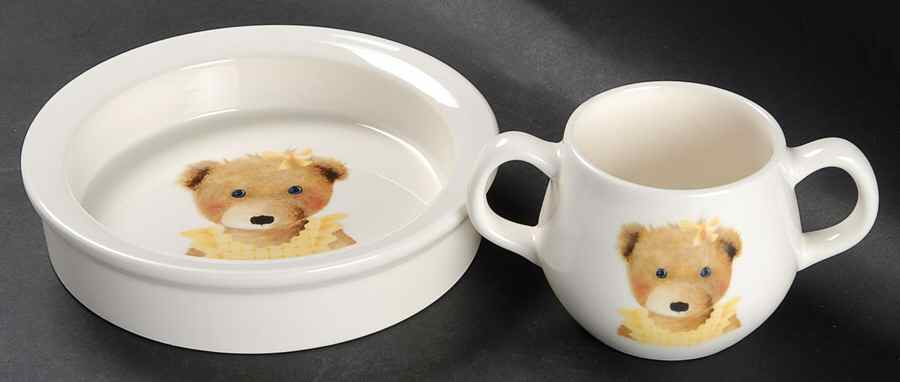 Bears (Girl Collection) (2 Piece) Child's Set (Baby Plate & 2 Handled Mug) by Faiencerie De Gien-1