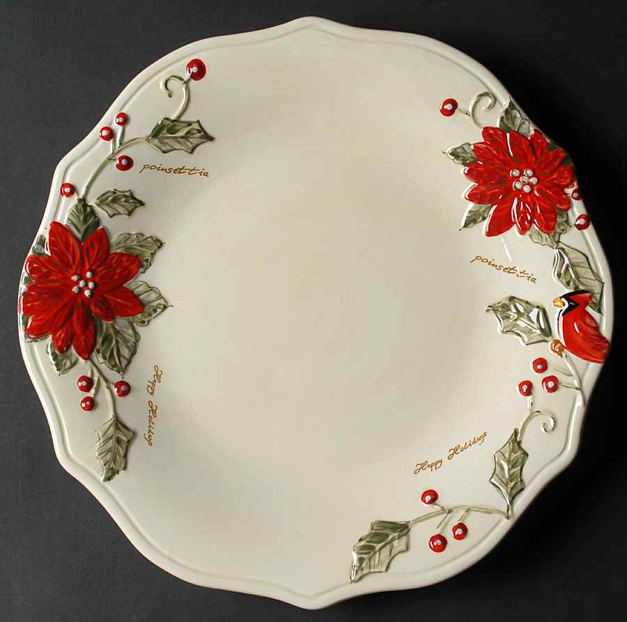 Natural Poinsettia Dinner Plate by Gibson Designs-1
