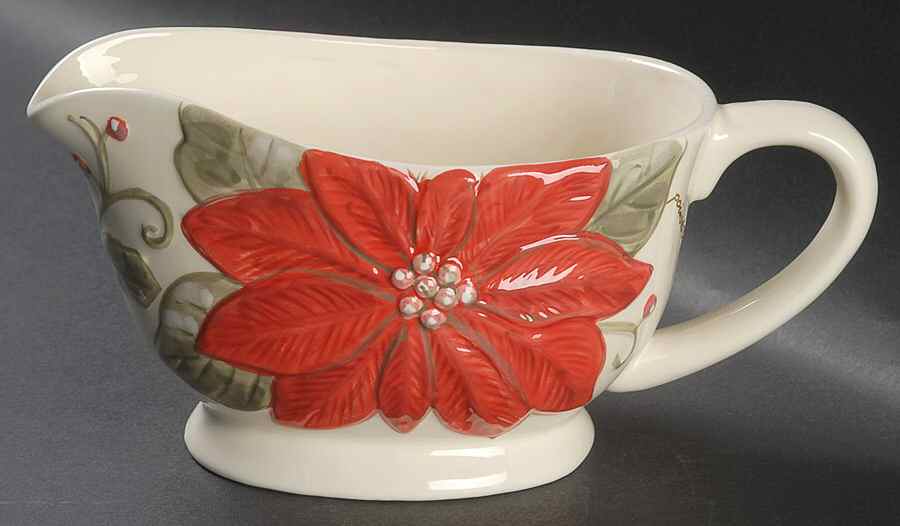 Natural Poinsettia Gravy Boat by Gibson Designs-1
