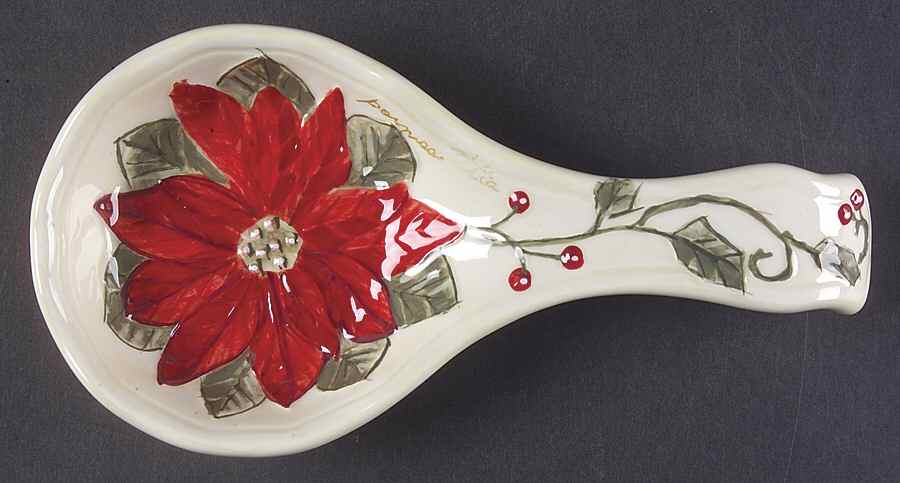 Natural Poinsettia Spoon Rest/Holder (Holds 1 Spoon) by Gibson Designs-1