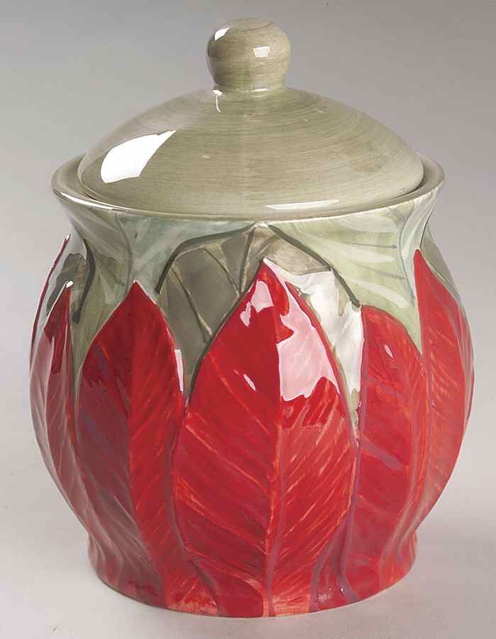 Natural Poinsettia Sugar Bowl & Lid by Gibson Designs-1
