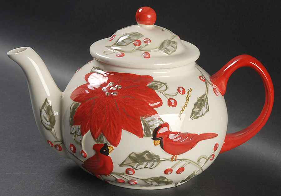 Natural Poinsettia Teapot & Lid by Gibson Designs-1