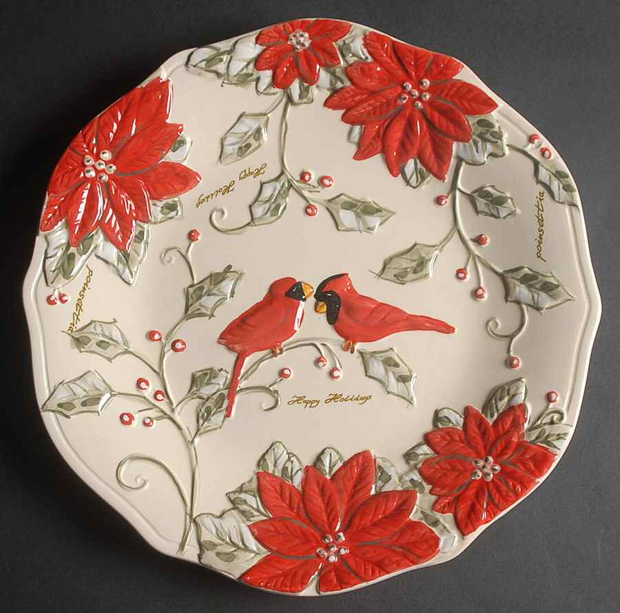 Natural Poinsettia Dinner Plate by Gibson Designs-1