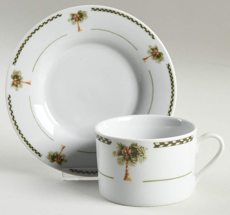 Palm Bay Flat Cup & Saucer Set by Gibson Designs-1