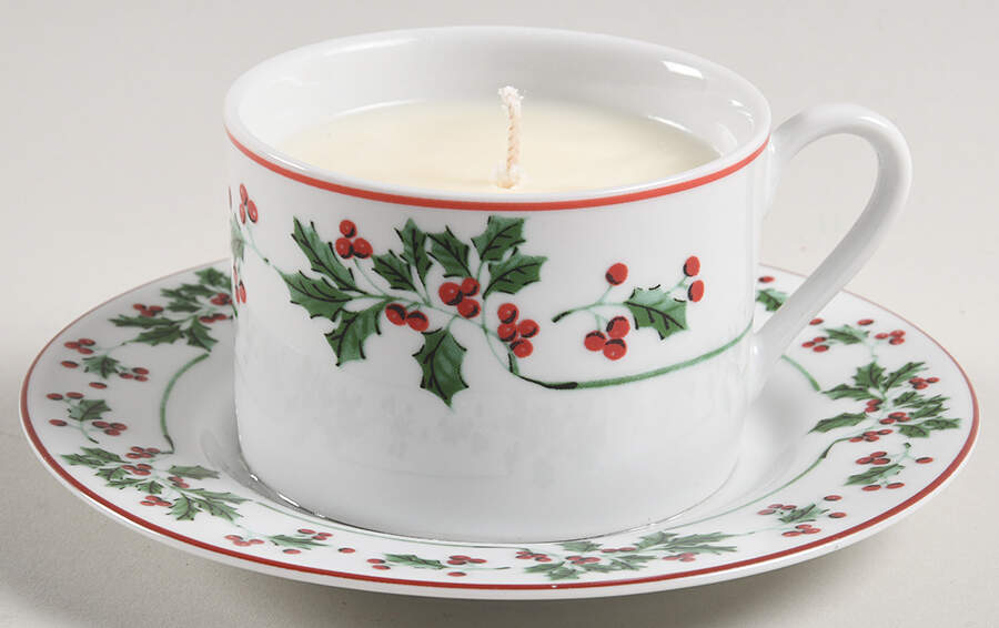 Winter Gathering Scented Cup & Saucer Candle-Vanilla  HC by Gibson Designs-1