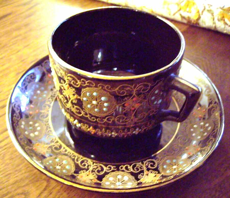 Greek Border Flat Cup & Saucer Set by Gibson & Sons-1