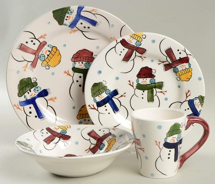 SNOWMAN HARMONY 4 Piece Place Setting by Gibson Designs-1