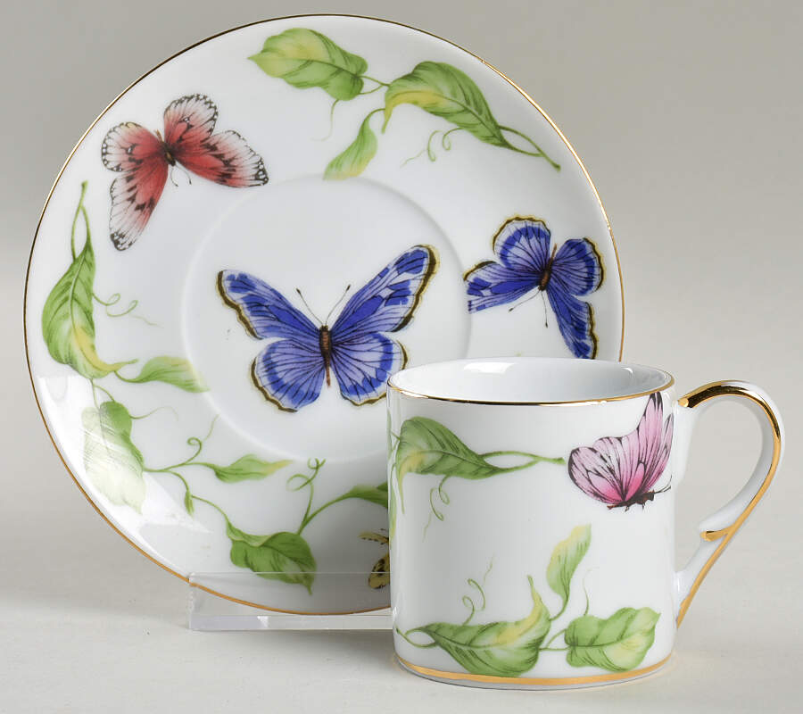 Butterfly Garden Flat Demitasse Cup & Saucer Set by Godinger-1