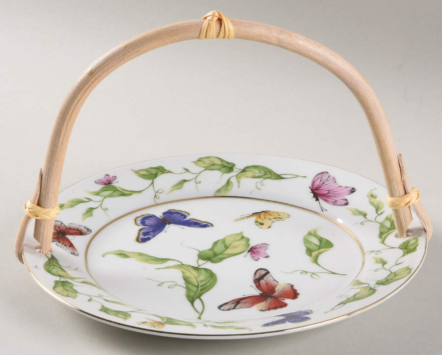 Butterfly Garden 5 3/8"-5 5/8" Bamboo Handled Serving Plate  HC by Godinger-1