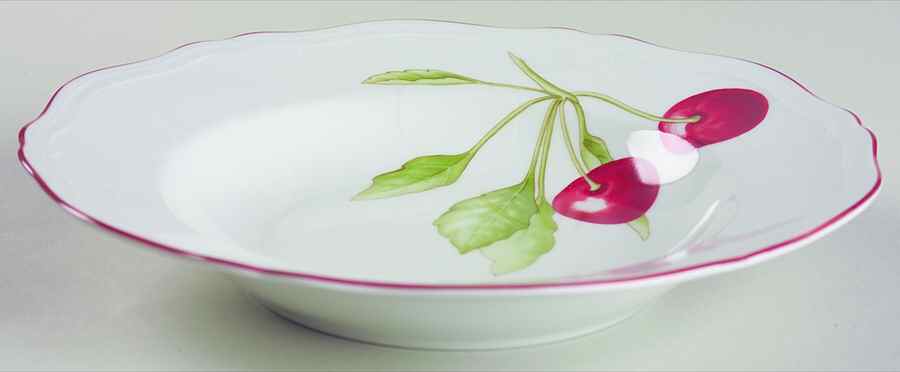 Cherries Large Rim Soup Bowl by Ginori 1735-1