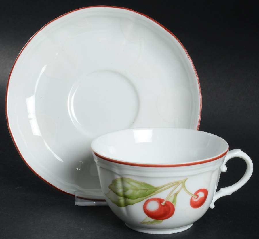 Cherries Flat Cup & Saucer Set by Ginori 1735-1