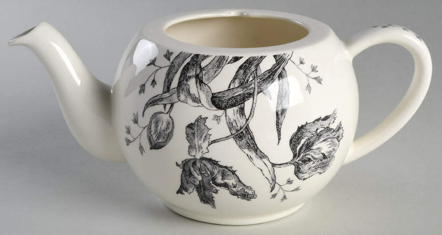 Tulipes Noires Teapot No Lid by Faiencerie De Gien-1