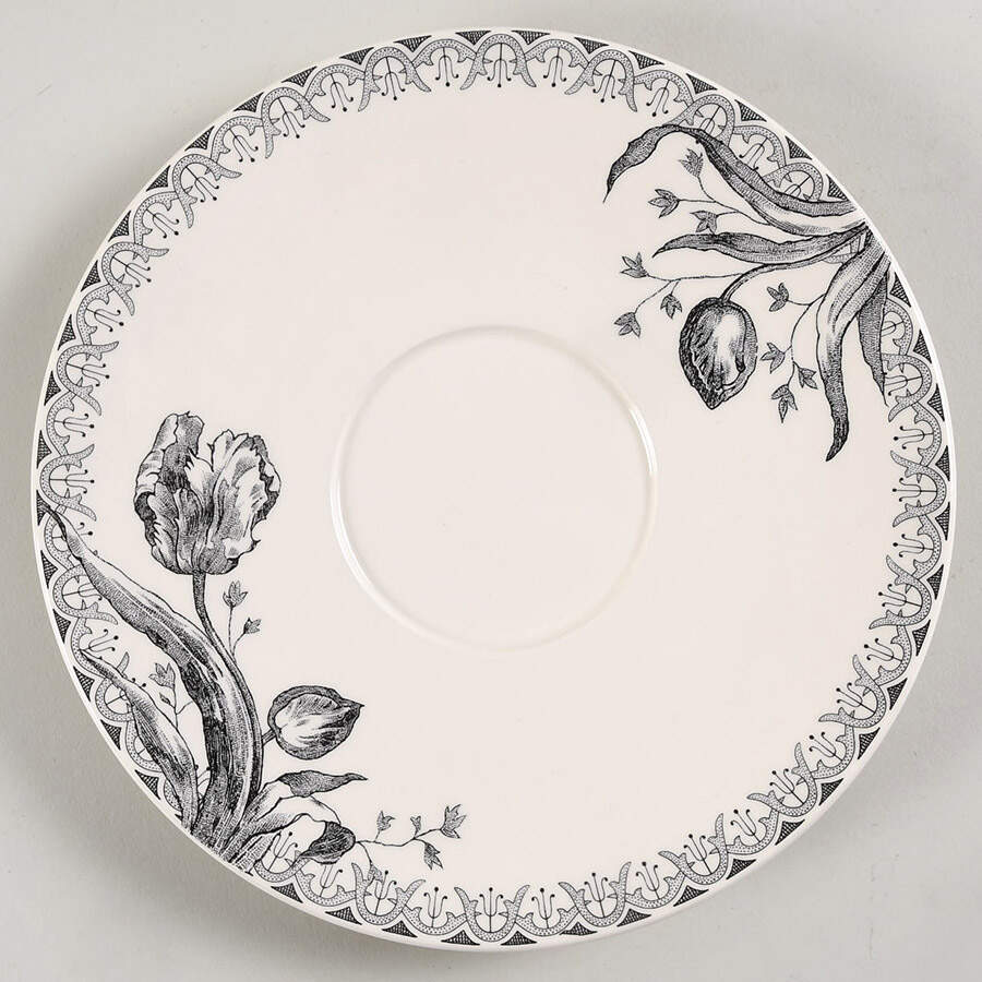 Tulipes Noires Saucer for Jumbo Cup by Faiencerie De Gien-1