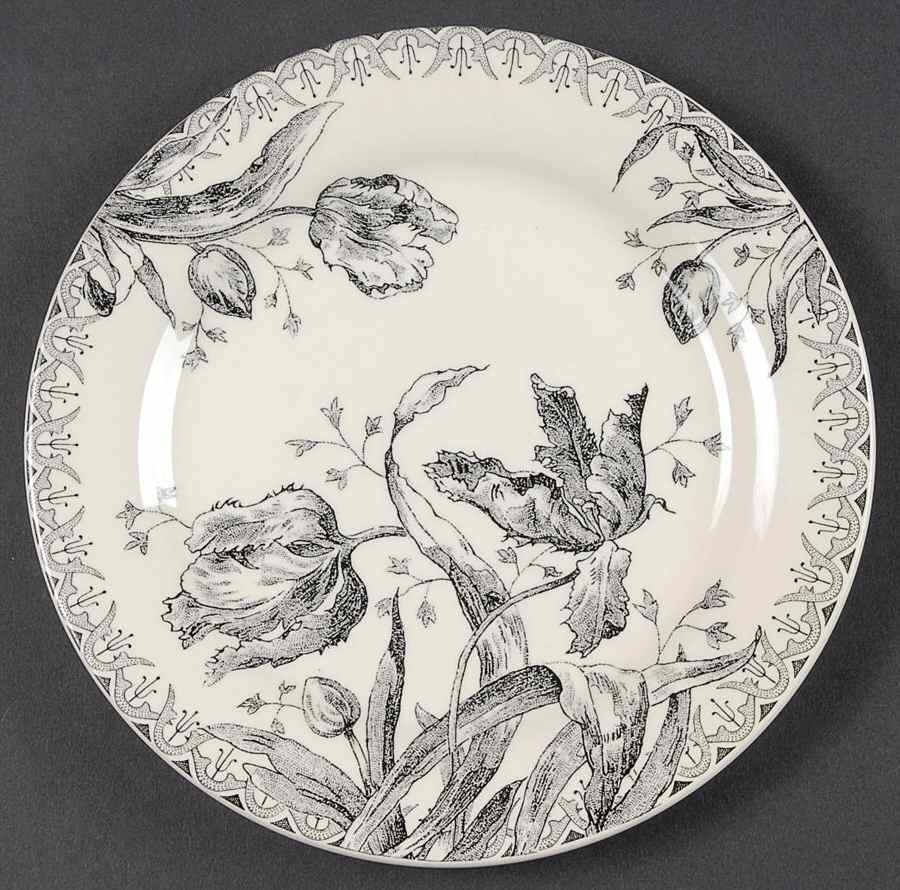 Tulipes Noires Canape Plate by Faiencerie De Gien-1