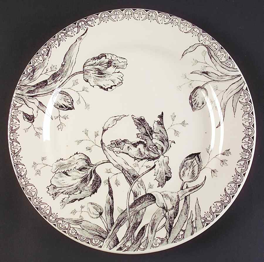 Tulipes Noires Dinner Plate by Faiencerie De Gien-1