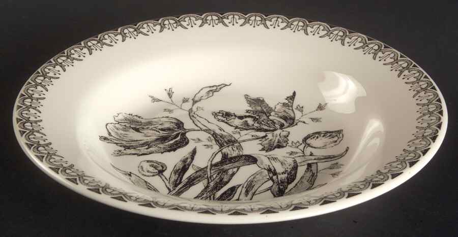 Tulipes Noires Rim Soup Bowl by Faiencerie De Gien-1