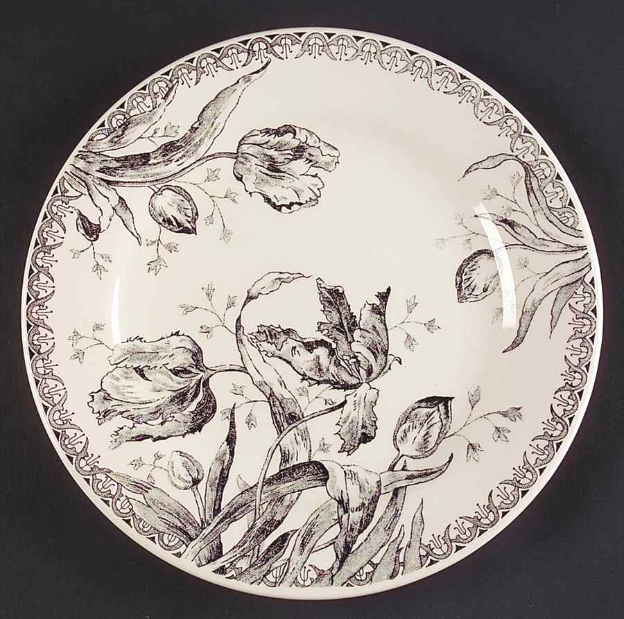 Tulipes Noires Salad/Dessert Plate by Faiencerie De Gien-1