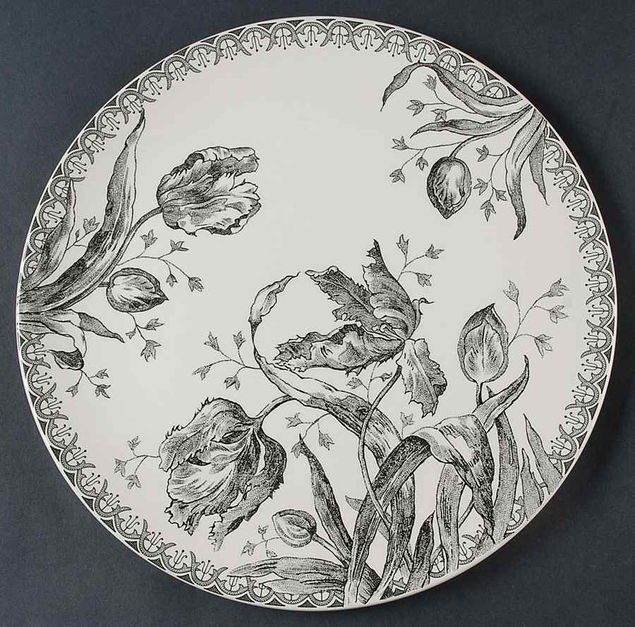 Tulipes Noires Cake Plate by Faiencerie De Gien-1