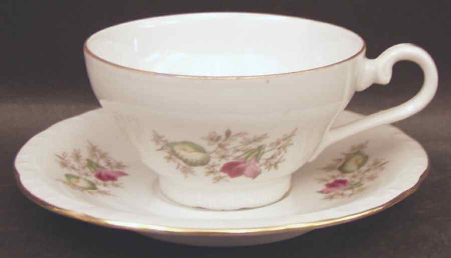 Wild Flower Footed Demitasse Cup & Saucer Set by Gebruder Benedikt-1