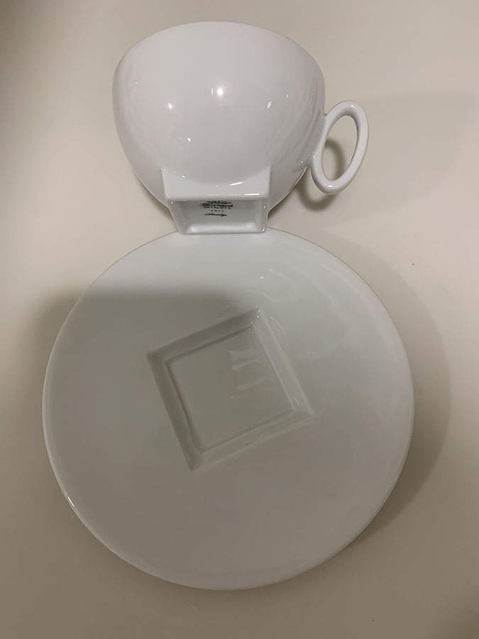 Diagono Flat Cup & Saucer Set by Ginori 1735-1